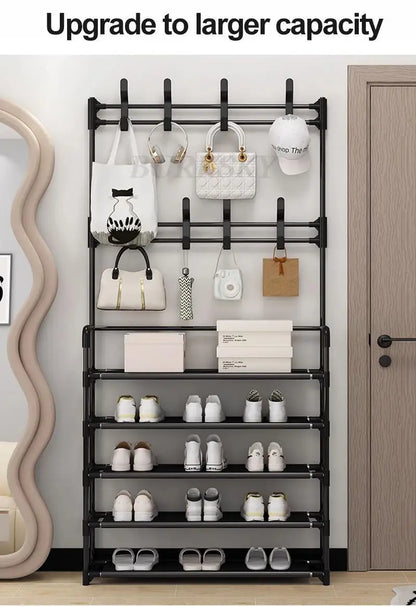Multi-Layer Shoe Rack aur Coat Rack Storage DIY Clothes Hanger